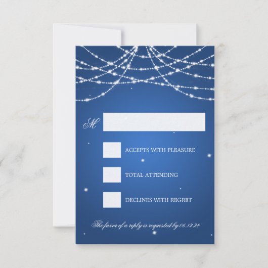 Wedding RSVP Sparkling String Blue (Vorderseite)