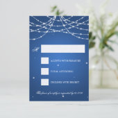 Wedding RSVP Sparkling String Blue (Stehend Vorderseite)