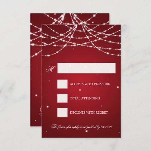 Wedding RSVP Sparkling String Red (Vorne/Hinten)