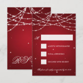 Wedding RSVP Sparkling String Red Karte (Vorne/Hinten)