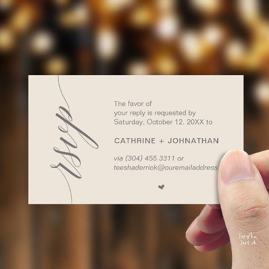 Wedding RSVP via Text Message or Email, Reminder Begleitkarte