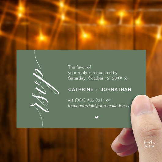 Wedding RSVP via Text Message or Email, Reminder Begleitkarte