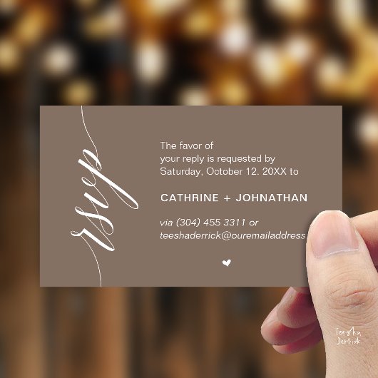 Wedding RSVP via Text Message or Email, Reminder Begleitkarte