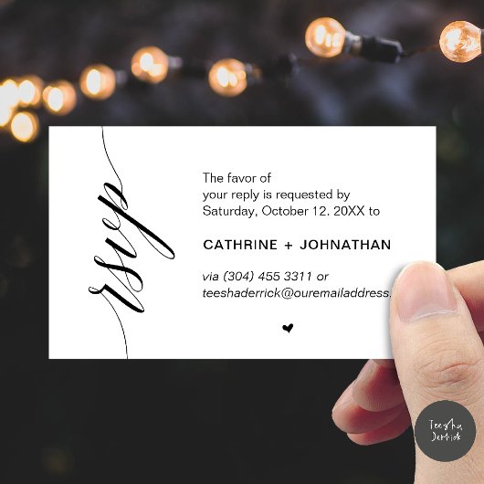 Wedding RSVP via Text Message or Email, Reminder Begleitkarte