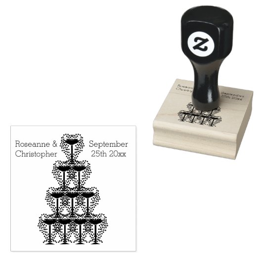 Wedding Rubber Stamp Champagne Glasses Gummistempel (Stempel)