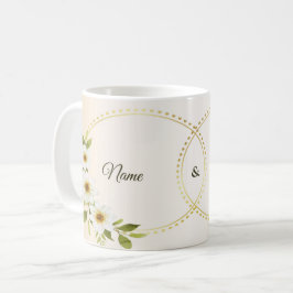 Wedding Rustic Golden Geometric White Floral Peach Kaffeetasse