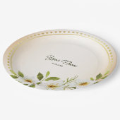 Wedding Rustic Golden Geometric White Floral Peach Pappteller (Schrägansicht)