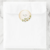 Wedding Rustic Golden Geometric White Floral Peach Runder Aufkleber (Tasche)