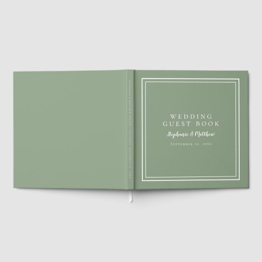 Wedding Sage Green Elegantes Gästebuch (Voll)