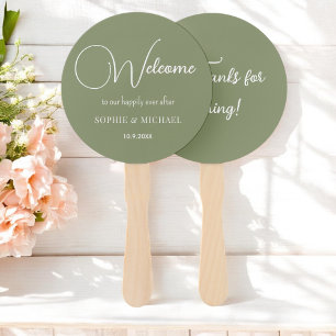 Wedding Sage Green White Danke Fans Fächer