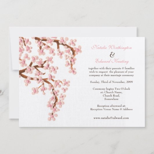 Wedding Sakura Cherry Blossom Tree Invitations Einladung (Rückseite)