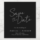 Wedding Save the Date Black and White Wine Label Weinetikett (Einzelnes Label)