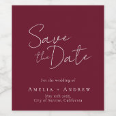 Wedding Save the Date Burgund and White Wine Label Weinetikett (Einzelnes Label)