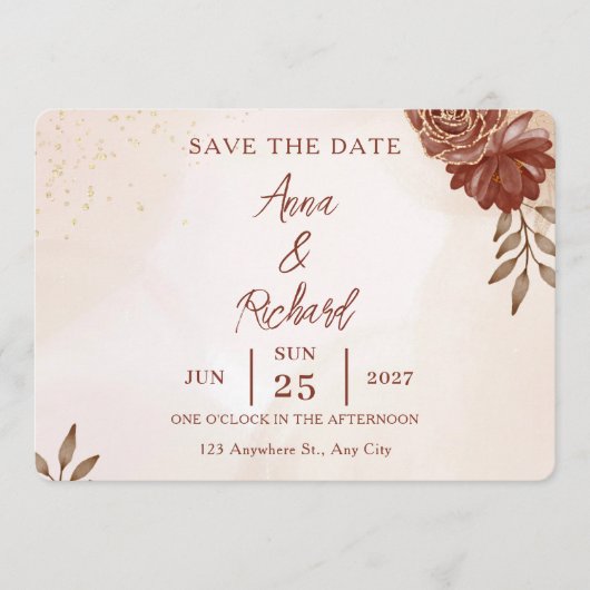 Wedding Save the Date Card | Elegant Botanical Einladung (Vorderseite)