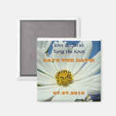 WEDDING Save the Date! Magnet Geschenk White Daisi (Vorderseite/Rückseite)