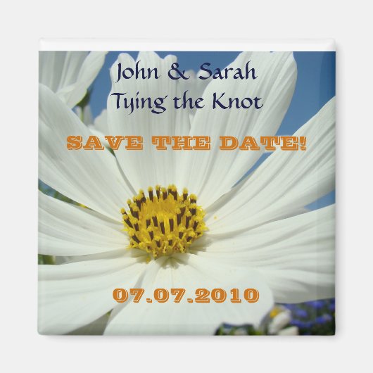 WEDDING Save the Date! Magnet Geschenk White Daisi (Vorne)