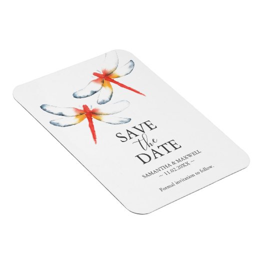 Wedding Save The Date Magnets Red Dragonfly Magnet (Rechte Seite)