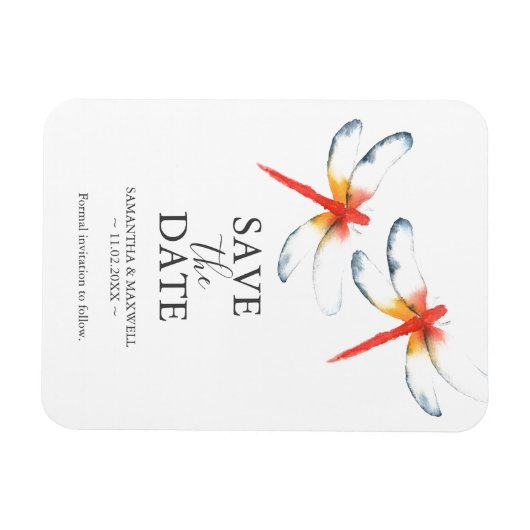 Wedding Save The Date Magnets Red Dragonfly Magnet (Horizontal)