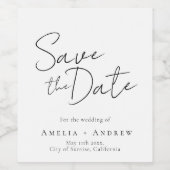 Wedding Save the Date Minimalist Weinetikett (Einzelnes Label)