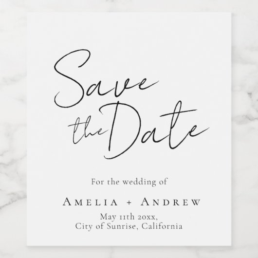 Wedding Save the Date Minimalist Weinetikett (Einzelnes Label)