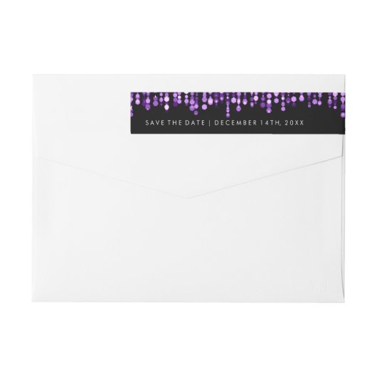 Wedding Save the Date moderne lila Lichter (Rückseite)