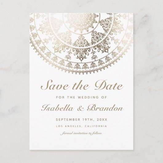 Wedding Save the Date Postkarten-Goldfolie Ankündigungspostkarte (Vorderseite)