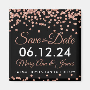 Wedding Save the Date Rosen-GoldGlitzerConfetti Magnet