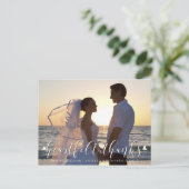 Wedding Script HEARTFELT THANKS Front/Back Fotos Postkarte (Stehend Vorderseite)