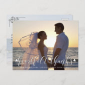Wedding Script HEARTFELT THANKS Front/Back Fotos Postkarte (Vorne/Hinten)