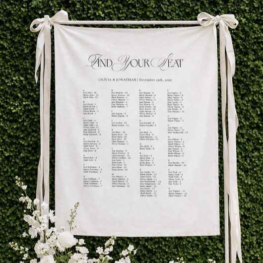 Wedding Seating Chart Alphabetical Fabric Wandteppich