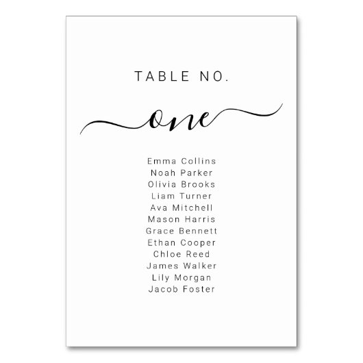 Wedding Seating Chart Cards Name Seat Plan Tischnummer (Vorderseite)