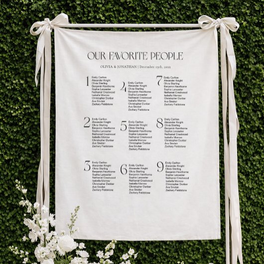 Wedding Seating Chart Fabric 9 Tables Fabric Wandteppich