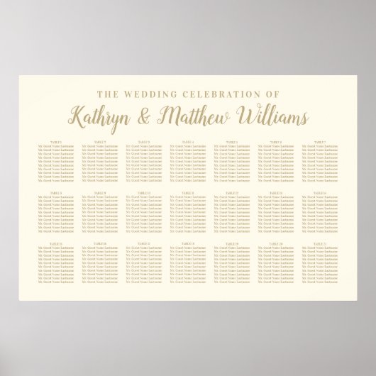 Wedding Seating Chart Poster | Gold Celebration (Vorne)