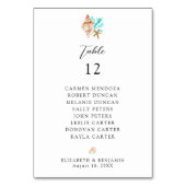 Wedding Seating Chart Table Coastal Beach Tischnummer (Vorderseite)