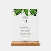 Wedding Seating Chart Table Tropical Greenery  Acrylschild (Vorderseite)