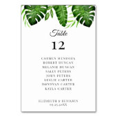 Wedding Seating Chart Table Tropical Greenery  Tischnummer (Vorderseite)