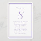 Wedding Seating List Guest Table Number Lavender Einladung (Rückseite)