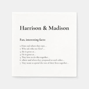 Wedding Serif ernennt Couple Fun Facts Paper Napki Serviette