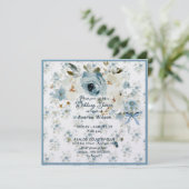 Wedding Shower in Blue Floral Karte (Stehend Vorderseite)