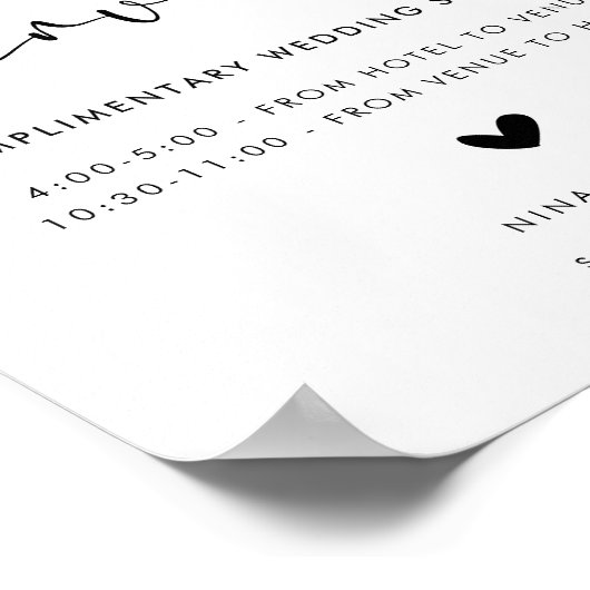 Wedding Shuttle Service Sign Poster (Ecke)