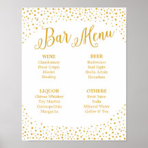 Wedding Sign - Bar Menu Confetti Wedding Sign