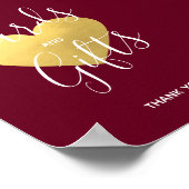 Wedding Sign Burgundy Gold Heart | KARTEN und GIFT Poster (Ecke)