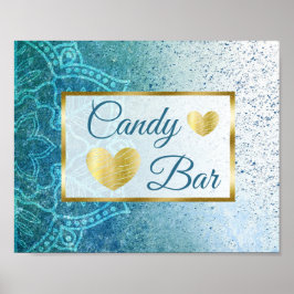 Wedding Sign Candy Bar Blue Mandala Poster