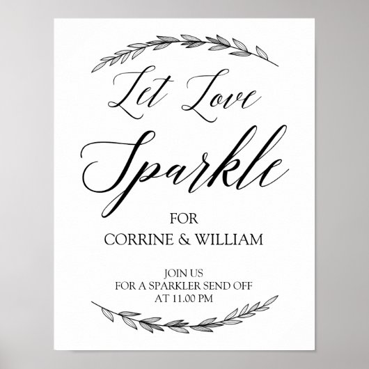Wedding Sign - Gelassen Liebe Sparkle Laurel Weddi Poster (Vorne)