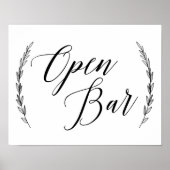Wedding Sign - Open Bar Laurel Wedding Sign Poster (Vorne)