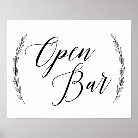 Wedding Sign - Open Bar Laurel Wedding Sign Poster (Vorne)