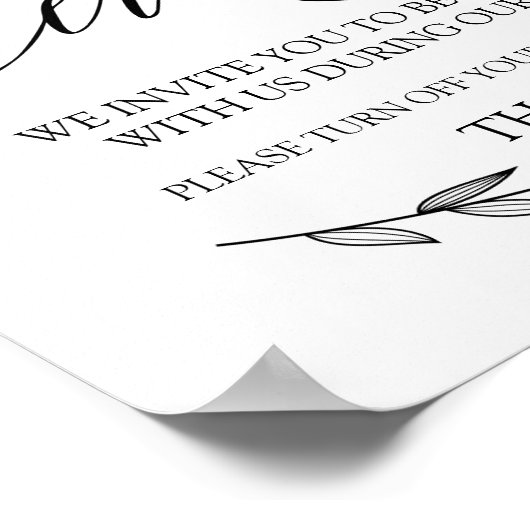 Wedding Sign - Unplugged Zeremonie Laurel Sign Poster (Ecke)