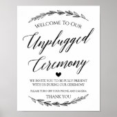 Wedding Sign - Unplugged Zeremonie Laurel Sign Poster (Vorne)