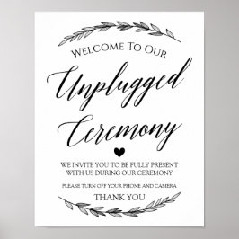 Wedding Sign - Unplugged Zeremonie Laurel Sign Poster