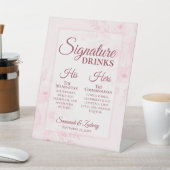 Wedding Signature Drinks Blush Pink Boho Peonies Sockelschild (In SItu)
